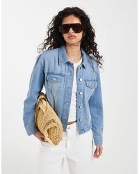 ONLY - Veste coupe carrée en jean - clair - Lyst
