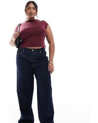 ONLY - Jeans A Fondo Ampio E Vita Alta Lavaggio Scuro - Lyst