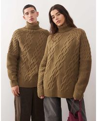Reclaimed Vintage - Unisex Mixed Cable Knitted Roll Neck Jumper - Lyst