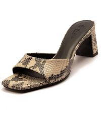 OFF THE HOOK - 'Park' Block Heel Heeled Snake Print Leather Sandals - Lyst