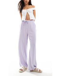 Miss Selfridge - Pantalon large à enfiler en lin mélangé - lilas - Lyst