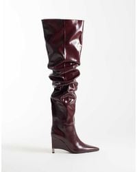 ASOS - Katya Wedge Ruched Over The Knee Boots - Lyst