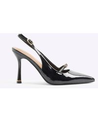 River Island - Patent Strap Heeled Court Shoes - Lyst