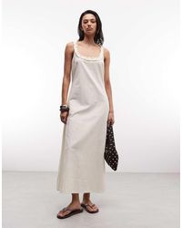 Collusion - Square Neck Frill Detail Midi Dress - Lyst