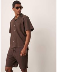 SELECTED - Camisa Marrón Con Cuello De Solapas De Tejido Gofrado De (Parte De Un Conjunto) - Lyst