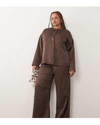 Pretty Lavish Curve - Breya Satin Drawstring Trousers Co-Ord - Lyst