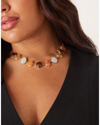 ASOS - Asos Design Curve Short Necklace With Faux Stone-set Details - Lyst