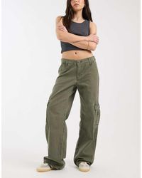 Levi's - Pantaloni Cargo Ampi Kaki Con Vita Molto Bassa - Lyst