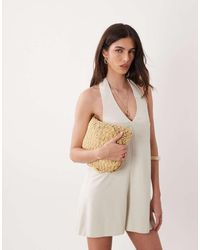 Miss Selfridge - Linen Look Halter Playsuit - Lyst