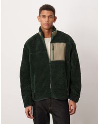 ASOS - Relaxed Borg Zip Through Jacket With Pocket - Lyst
