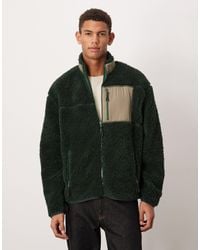 ASOS - Relaxed Teddy Zip Up Jacket With Pocket - Lyst