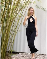 Stradivarius - Halter Neck Backless Midi Dress - Lyst