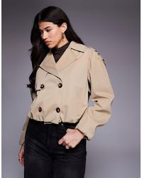 River Island - Cropped Bubble Hem Trench Coat - Lyst
