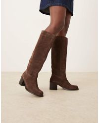 ASOS - Clyde Suede Round Toe Pull On Knee Boots - Lyst
