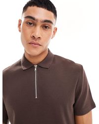 ASOS - Waffle Polo With Zip - Lyst