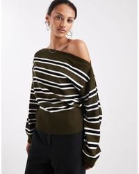 Collusion - Stripe Off Shoulder Knitted Top - Lyst