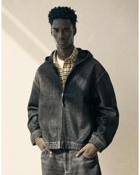 Bershka - Denim Jacket With Hood And Back Embroidery - Lyst
