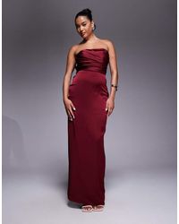 Jarlo - Bandeau Satin Maxi Dress With Bow Back - Lyst