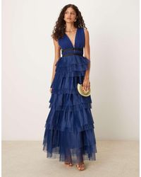 True Decadence - Pleated Ruffles Sleeveless Maxi Dress - Lyst