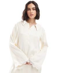 Miss Selfridge - Blouse Met Satijn En Kraag - Lyst