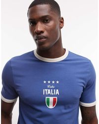 ASOS - Muscle Fit Voetbal T-Shirt Met Grafische Italia-Print Op De Voorkant - Lyst