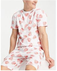 ASOS Valentines T-shirt And Shorts Pyjama Set With Heart Print - White