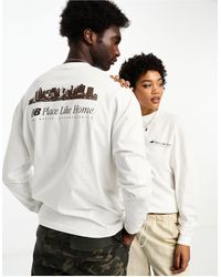 New Balance - Camiseta blanco hueso y marrón extragrande unisex - Lyst
