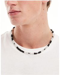 ASOS - Festival Faux Pearl Necklace With Black Beads - Lyst