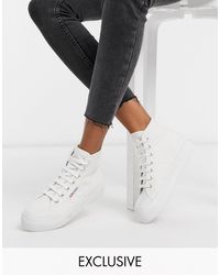 superga 2297 exclusive white chunky trainers with stripe webbing