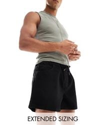 ASOS - Wide Shorter Length Denim Shorts With Elasticated Waist - Lyst