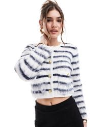 4th & Reckless - Scoop Neck Fluffy Knit Button Detail Cardigan - Lyst