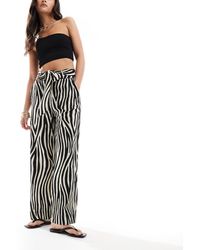Mango - Straight Leg Zebra Print Trouser - Lyst