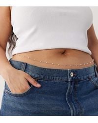 ASOS - Asos Design Curve Faux-Pearl Station Belly Chain - Lyst
