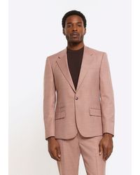 River Island - Slim Fit Textured Suit Jacket - Lyst