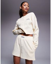 ASOS - Weekend Collective Co-ord Waffle Button Top With Nylon - Lyst