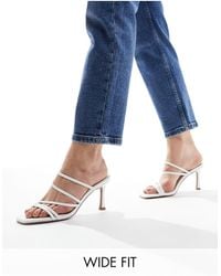 ASOS - Wide Fit Hayes Strappy Mid Sandal Heeled Mules - Lyst