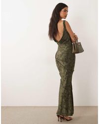 ASOS - Raw Seam Cowl Back Devore Maxi Dress - Lyst