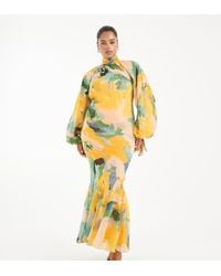 ASOS - Asos Design Curve High Neck Maxi Dress With Godet Hem - Lyst