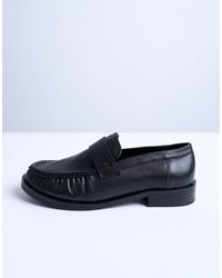 TOPSHOP - Carey Real Leather Loafers With Ruched Detail - Lyst