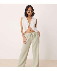 JDY Petite - Wide Leg Cheesecloth Trousers - Lyst