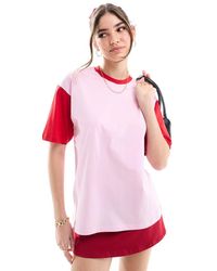 JJXX - Camiseta Rosa Y Roja Extragrande Con Diseño Color Block De - Lyst