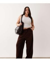 ASOS - Asos Design Curve Linen Look Pull On Pants - Lyst