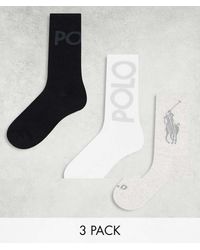 Polo Ralph Lauren - 3 Pack Crew Socks With Logo - Lyst