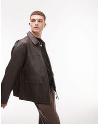 TOPMAN - Faux Leather Oversized Jacket - Lyst