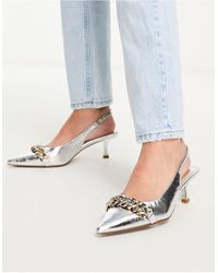 River Island - Slingback Court Heels With Chain Detail - Lyst