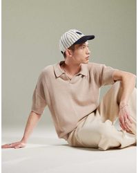 ASOS - Polo Holgado Con Muesca En El Cuello De Punto De -Neutro - Lyst