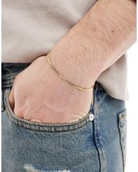 ASOS - Vergulde Platte Schakelarmband Van Sterling Zilver - Lyst