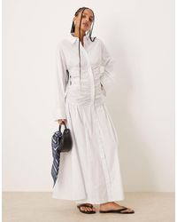 ASOS - Robe chemise longue à corsage froncé et taille basse - Lyst