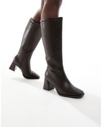 London Rebel - Isla Block Heeled Knee Boots - Lyst
