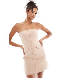 Miss Selfridge - Tailored Bandeau Button Through Mini Dress - Lyst